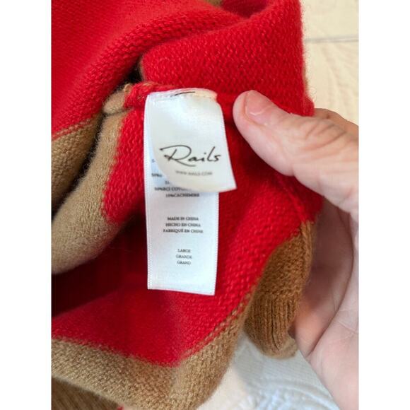 Rails Women's Cherry Camel Stripe Harris Collared Sweater Size Large cashmere - Picture 12 of 12